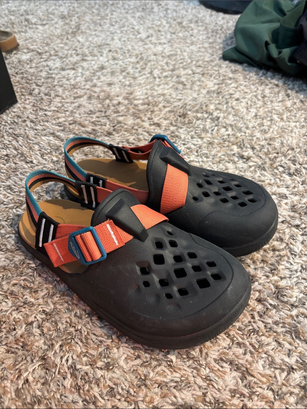 Women’s Chaco Sandals - Black and Orange with Blue